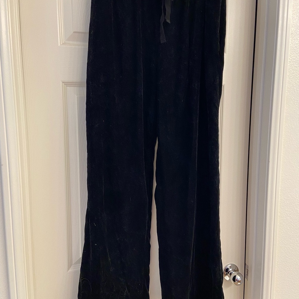 Zara Woman Black Velvet Wide Leg Pants 🖤